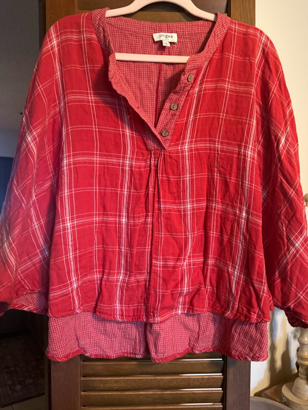 EUC Umgee boutique top with windowpane check size L